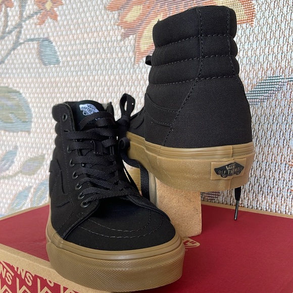 Vans WMNS Unisex Sk8-Mid Reissue Reflective Skate Shoe Canvas Gum Black/Light Gm - Picture 10 of 16